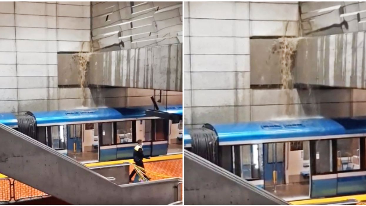 A Brown Waterfall Poured Into Montreal's Lionel-Groulx Station After A Pipe Burst (VIDEO)