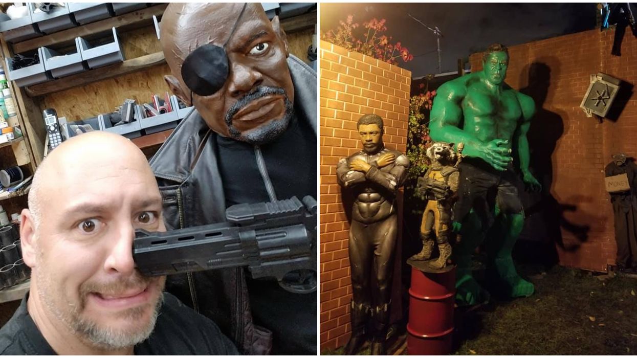 A Saint-Hubert Artist Created A Marvel & DC Comic Universe On His Lawn That You Can Visit