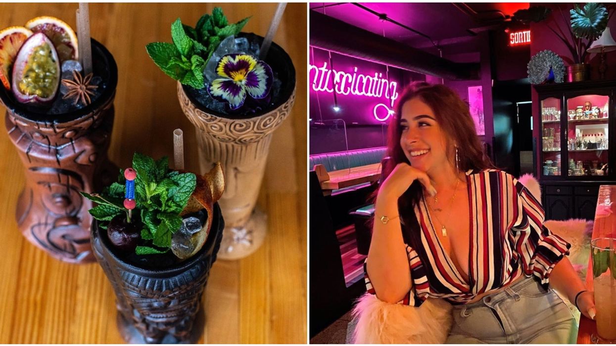 This New Tropical Glam Bar In Montreal Serves Your Drinks In Tiki And Peacock Glasses