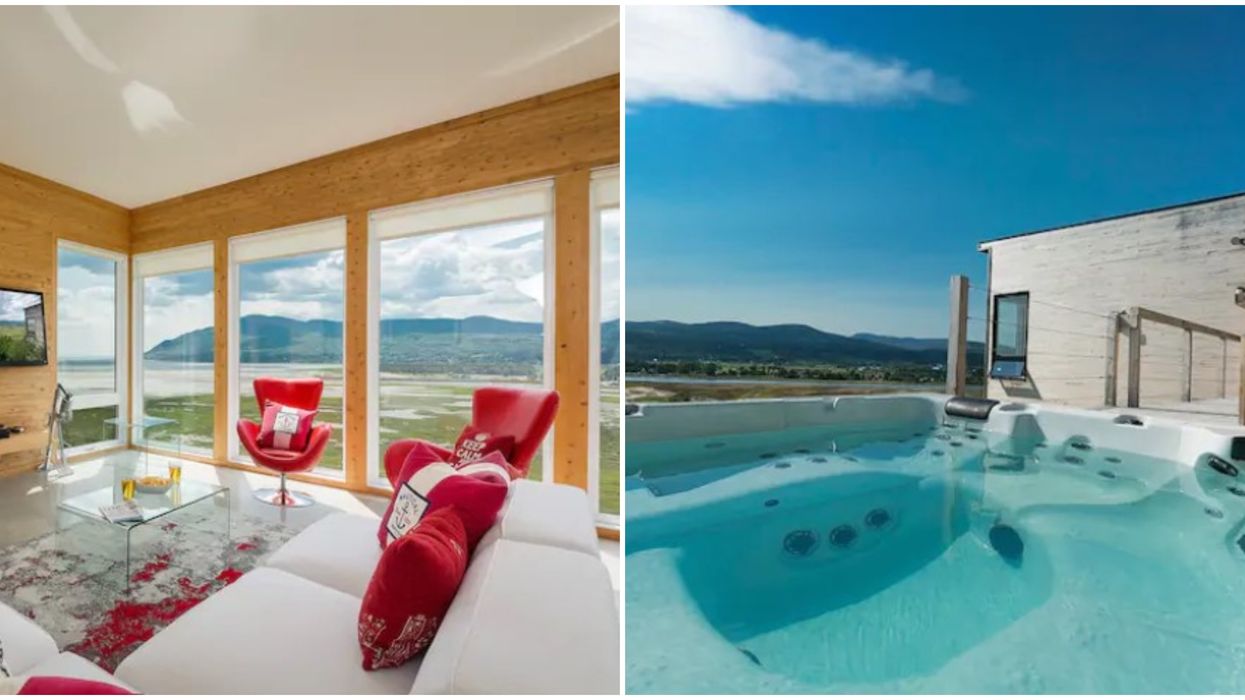 You & Your Crew Can Soak Up Mountain Views From A Hot Tub At This Quebec Airbnb