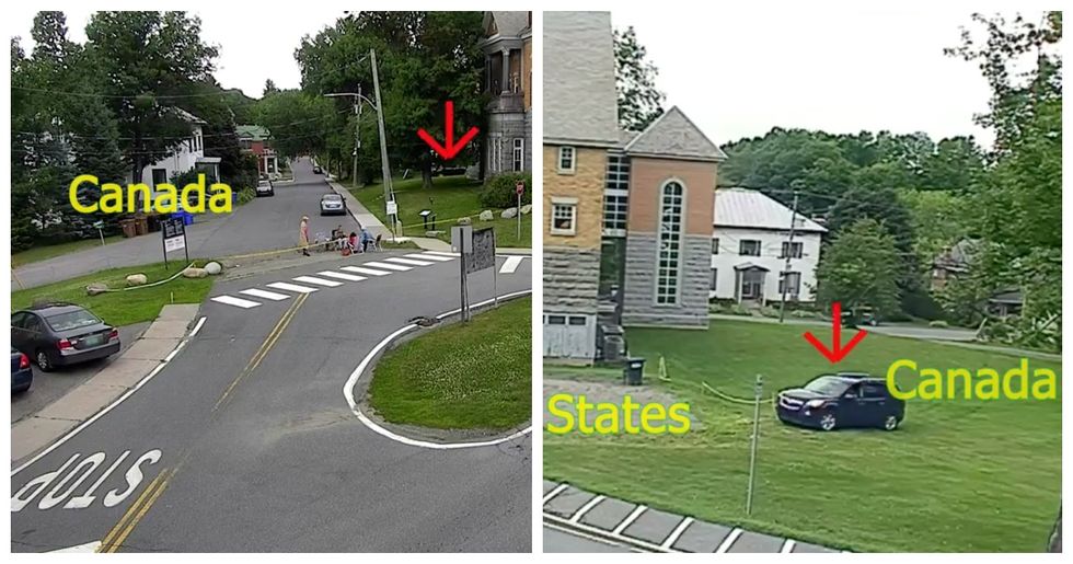 Video Shows A Car Crossing Into The U.S. From Quebec By Just Driving Across A Library Lawn