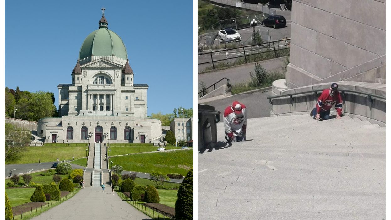 Habs Fans Were Spotted Crawling Up The Montreal Oratory Steps On Their Knees