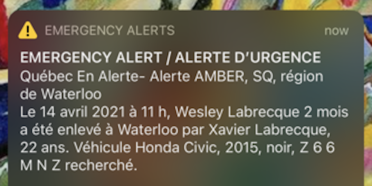 Quebec S Amber Alert Has Been Cancelled The Baby Is Safe Sound Mtl Blog Quebec S Amber Alert Has Been Cancelled The Baby Is Safe Sound Mtl Blog