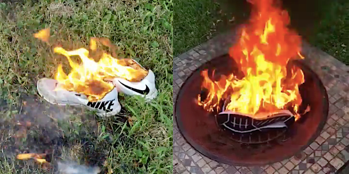 Burning nike best sale products