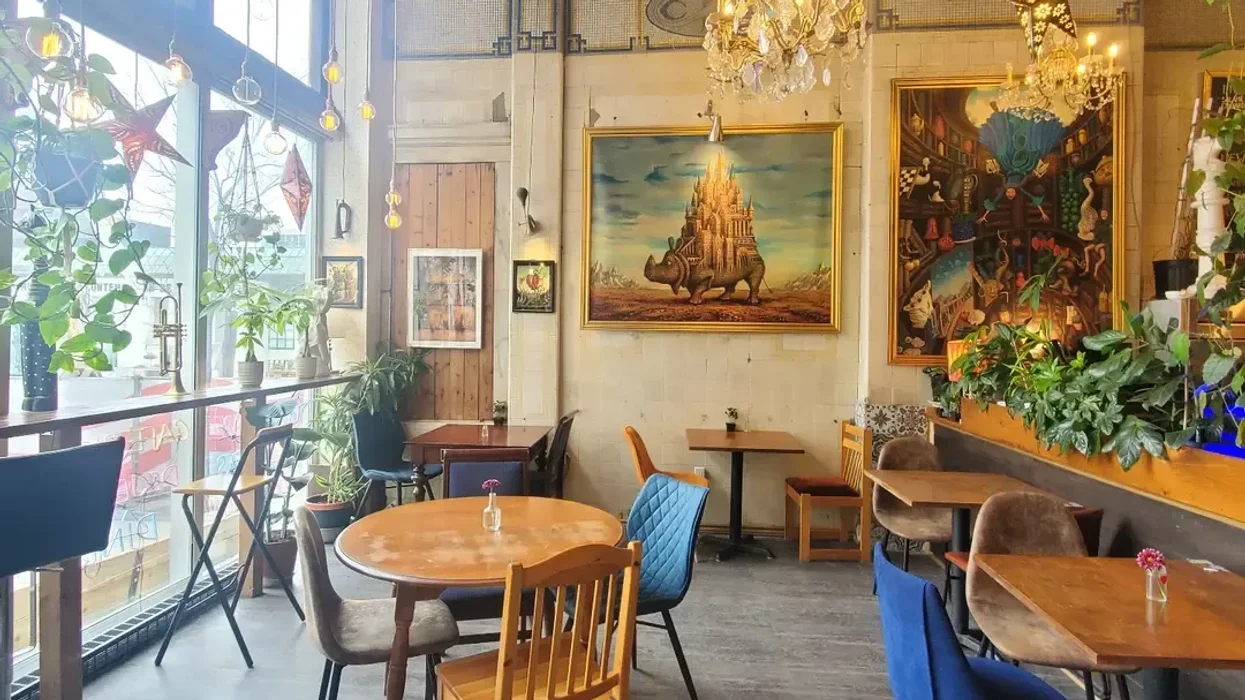 Inside a Montreal restaurant.