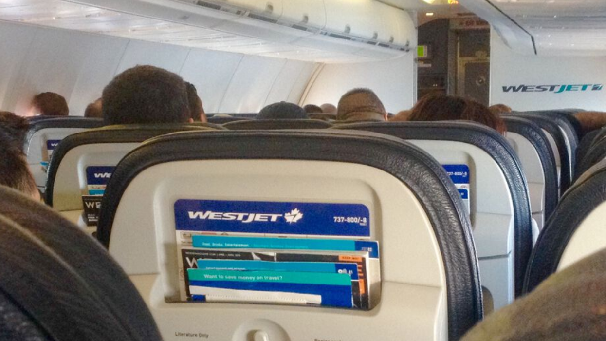 Interior of a WestJet aircraft.
