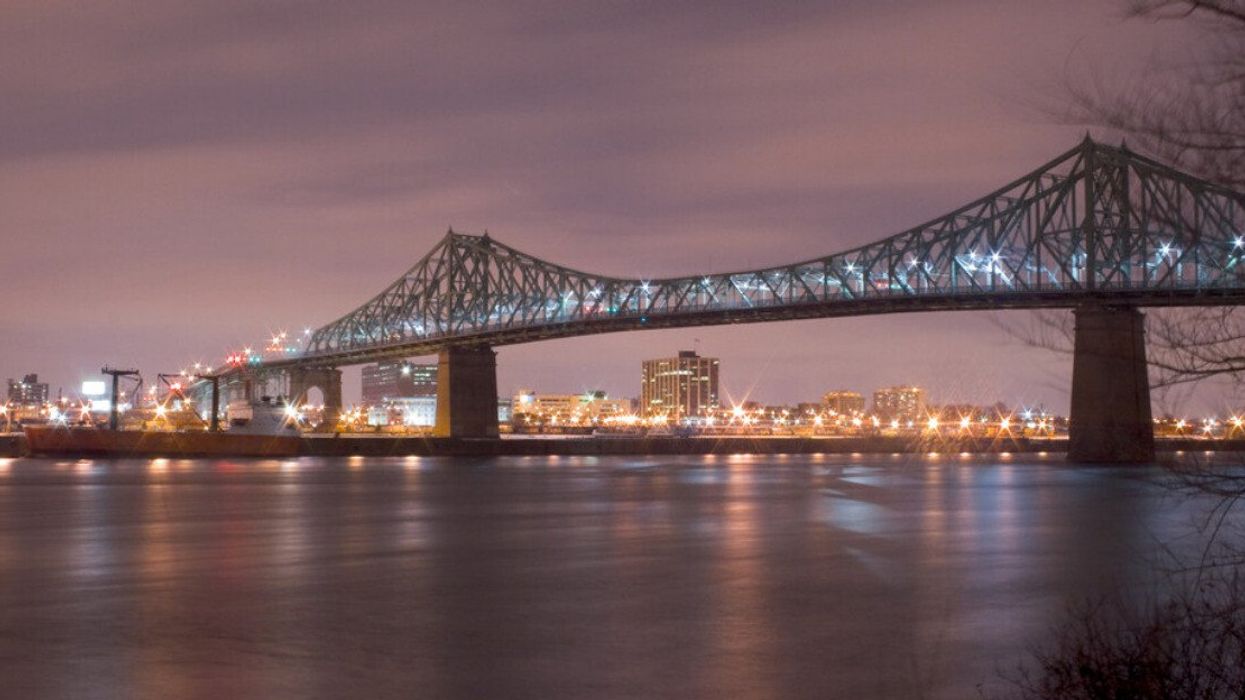 Jacques Cartier bridge at night, in Montreal.