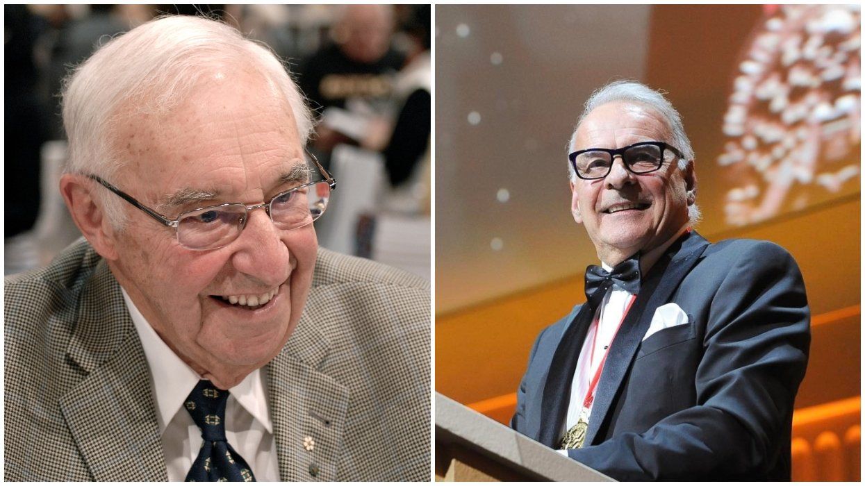 Jean Coutu (left), Alain Bouchard (right).