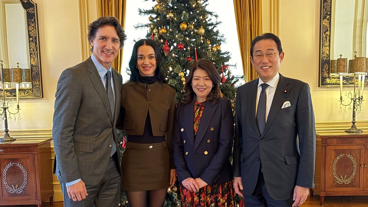 Justin Trudeau and Katy Perry at a meeting in Japan.
