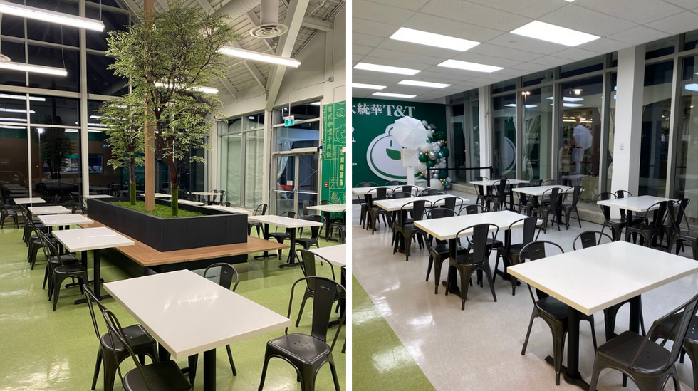 Kitchen and food court at T&T Supermarket in Montreal.
