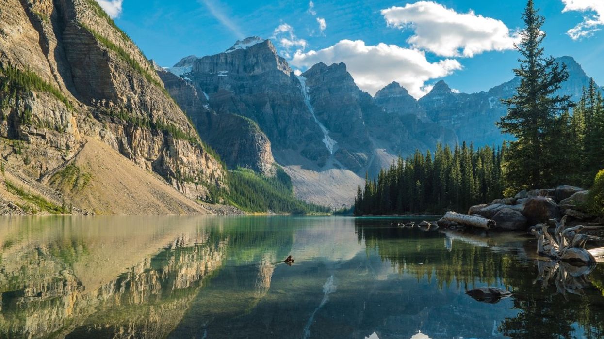 Lake Louise and the Canadian Rocky Mountains during the summer months.