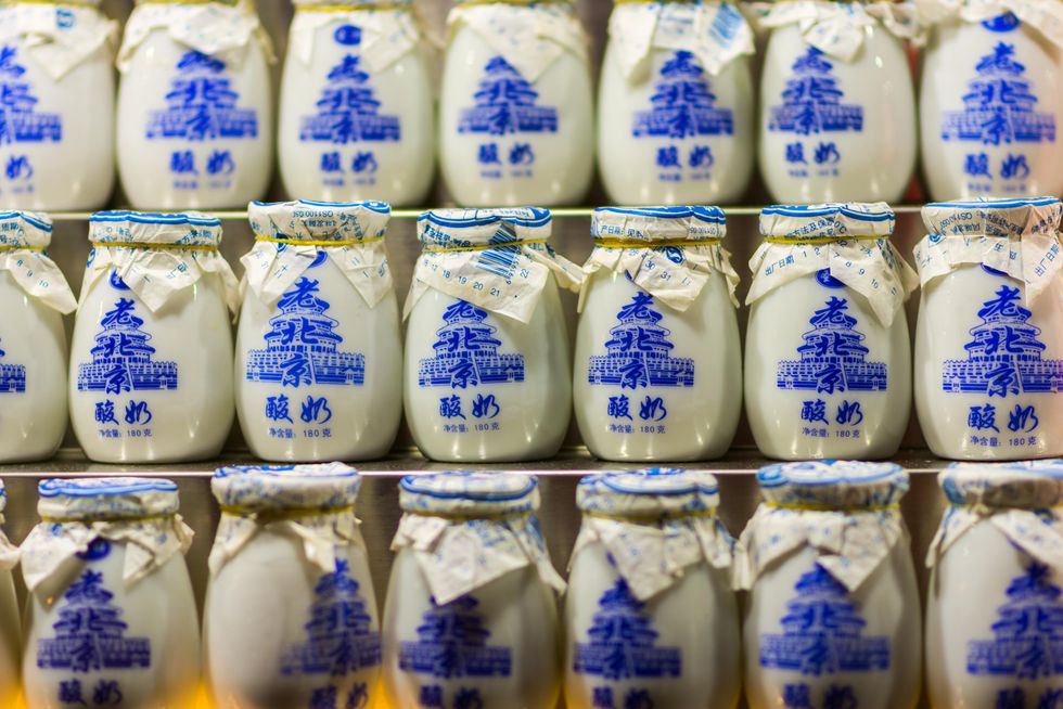 Lao Beijing yogurt bottles.