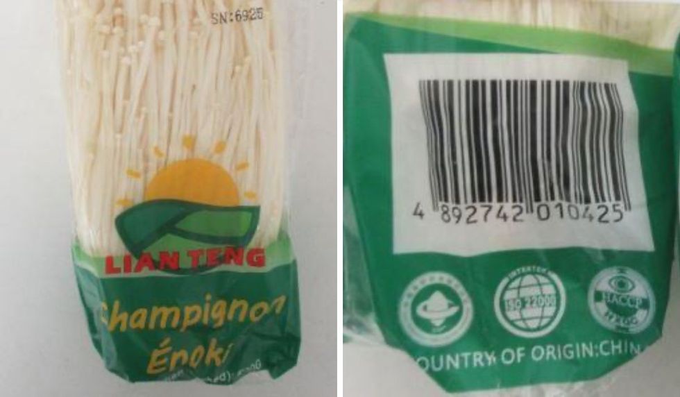Lian Teng brand Champignon \u00c9noki/enoki mushroom recalled by Health Canada.