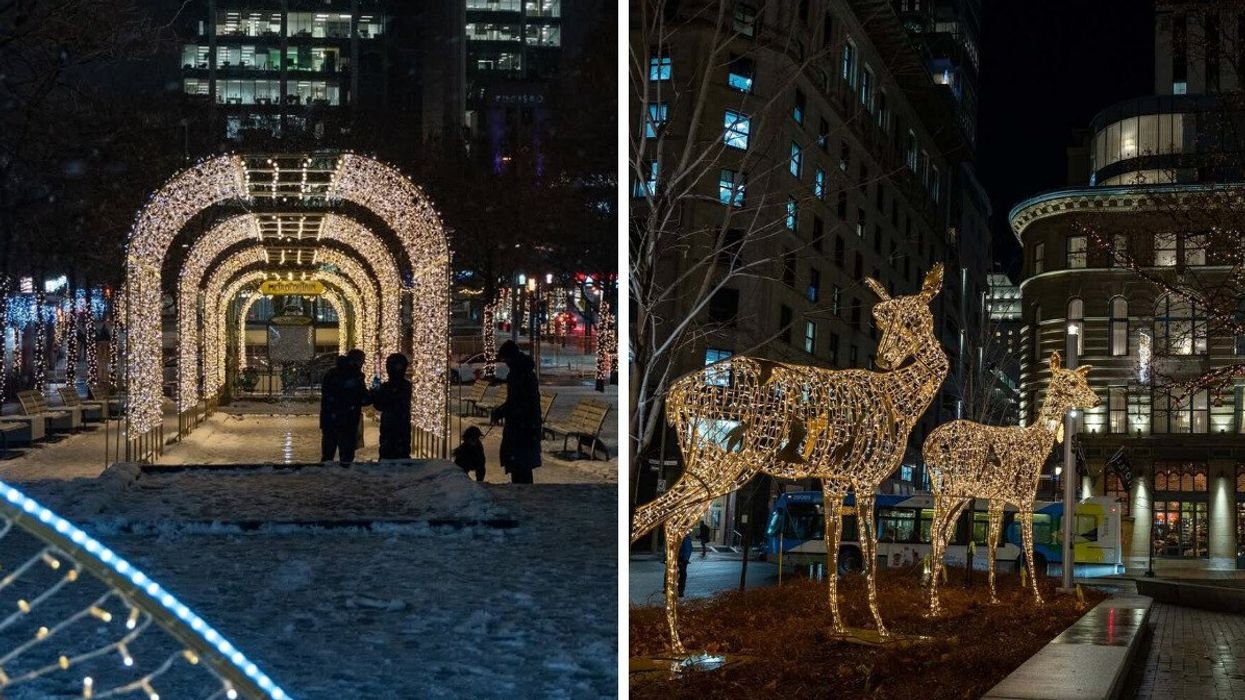 Light displays in downtown Montreal.