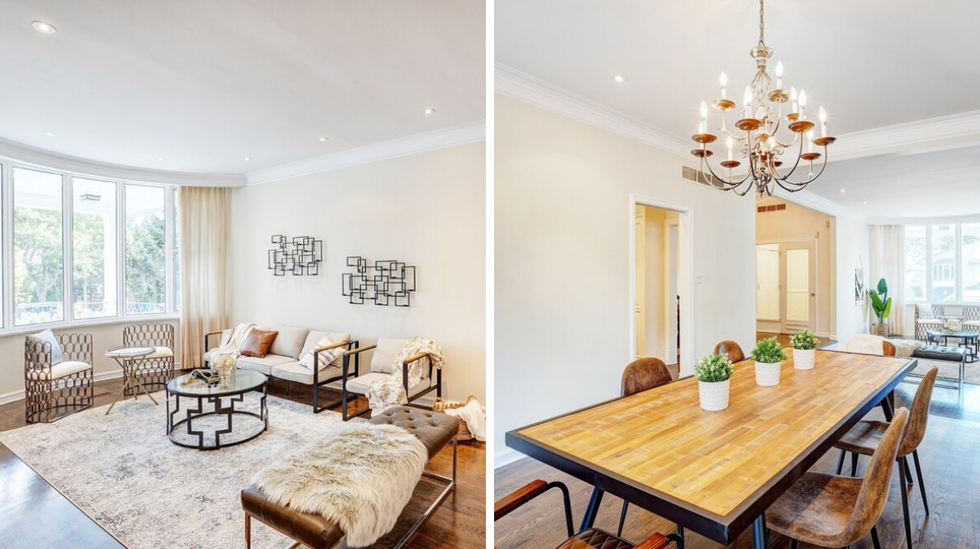 Living room and dining room.