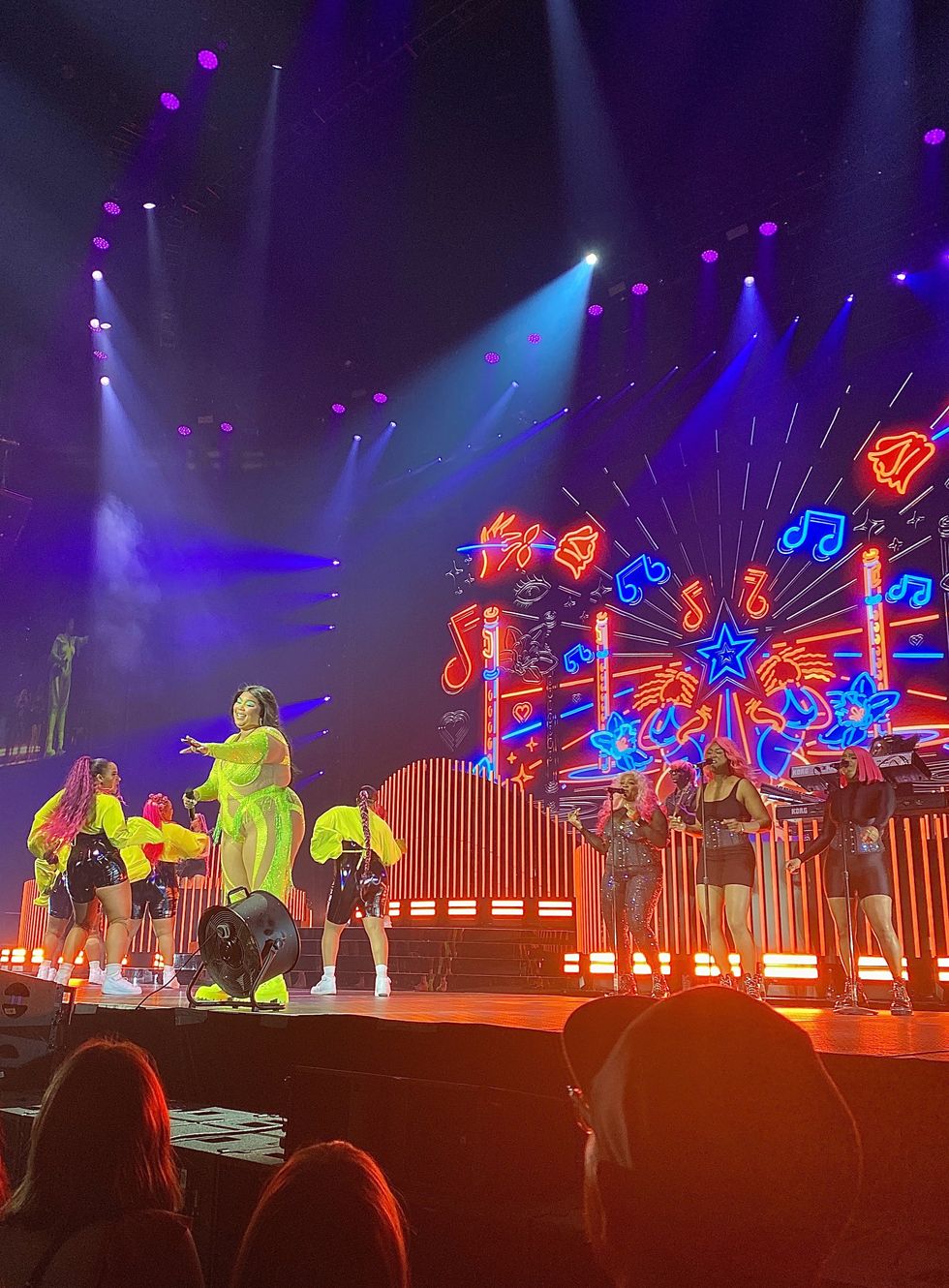 Lizzo on stage during her Montreal performance.