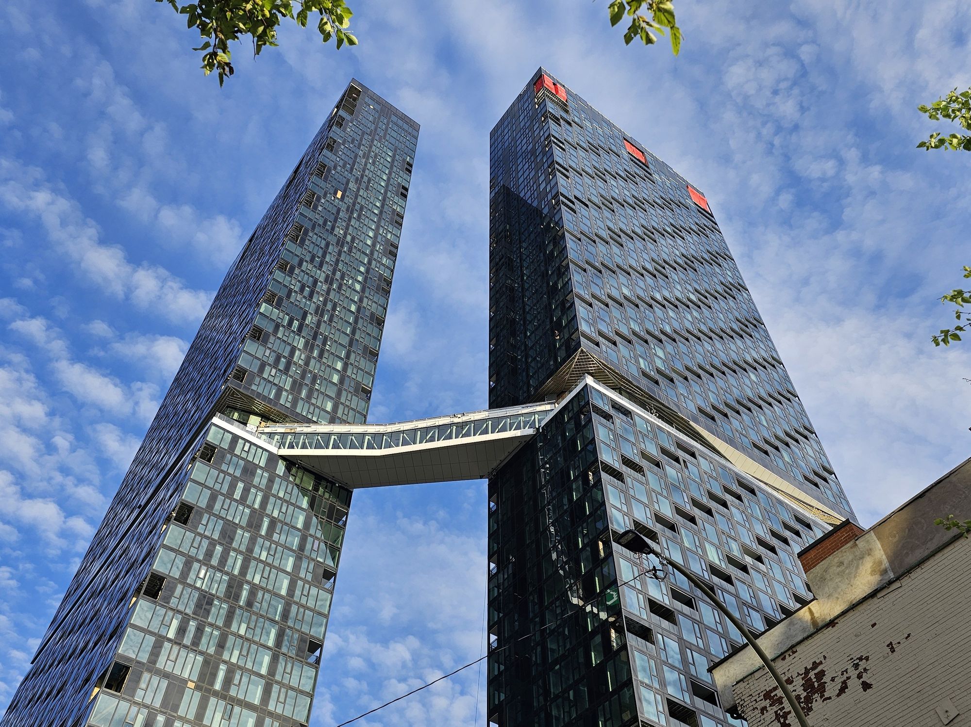 Looking up at the Maestria skybridge.