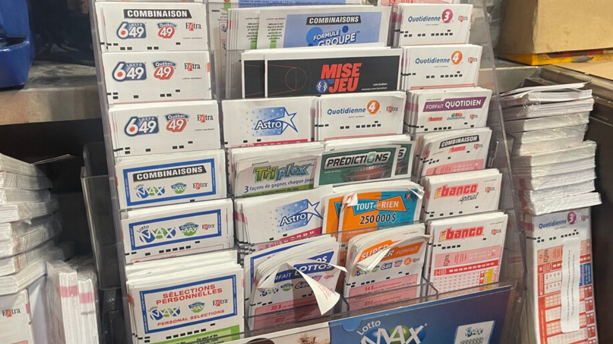 Lottery games at a kiosk in Montreal, Quebec, Canada.
