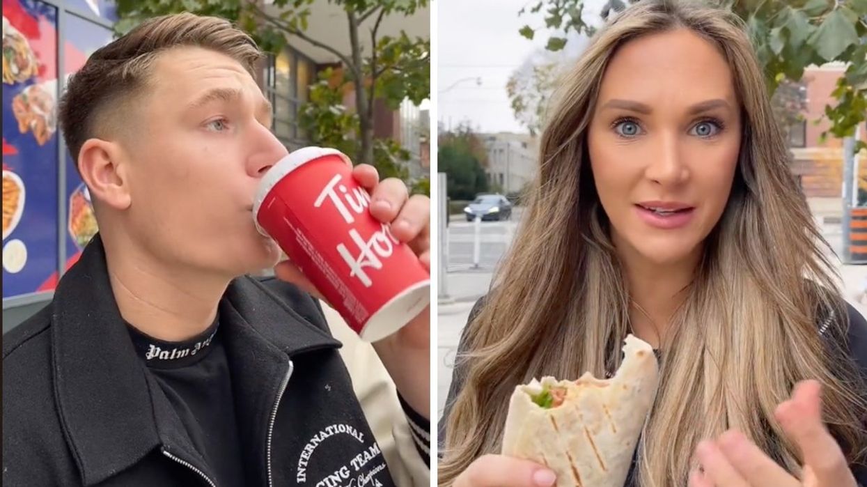 'Love Island' star Will Young and his girlfriend Jessie Wynter trying Tim Hortons for the first time in Toronto, Canada.