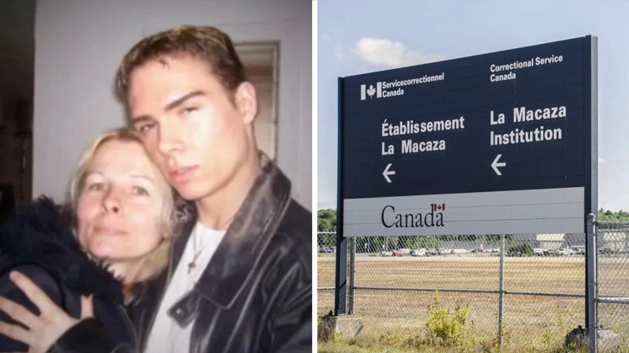 Luka Magnotta and his mom Anna Yourkin. Right: The La Macaza prison sign.