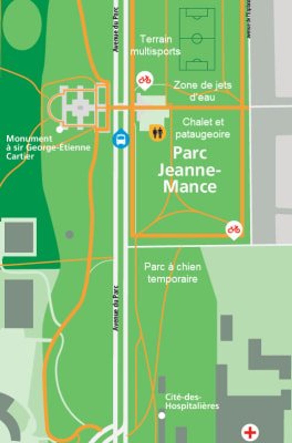 Map of construction at Parc Jeanne-Mance.