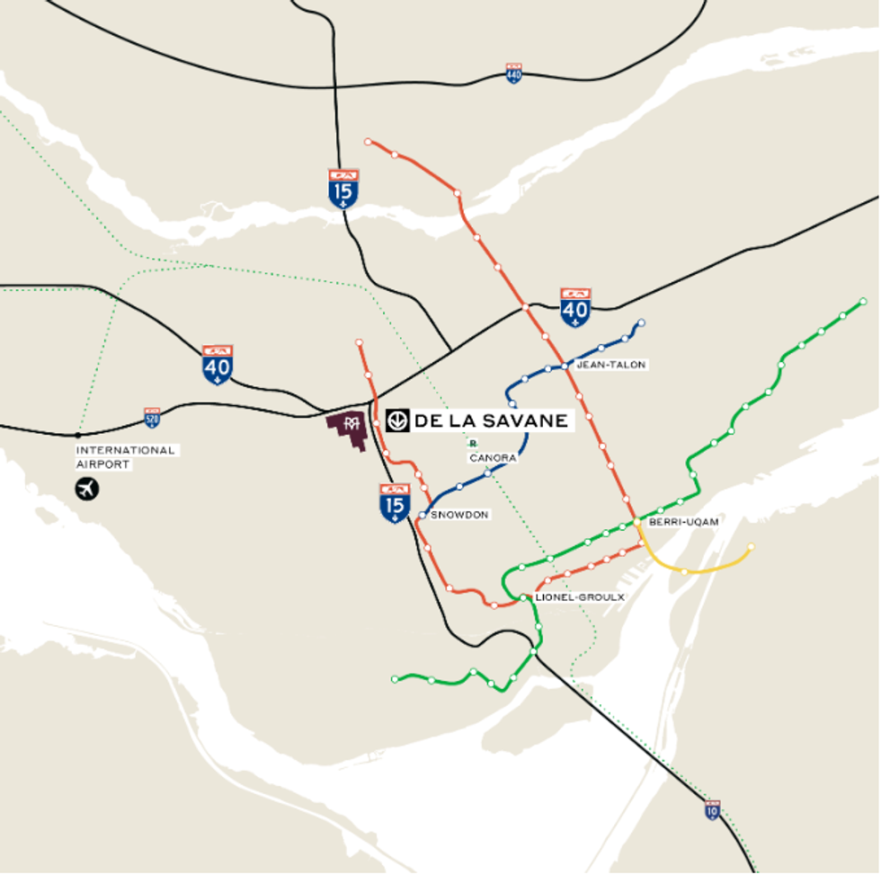 Map with directions to Royalmount.