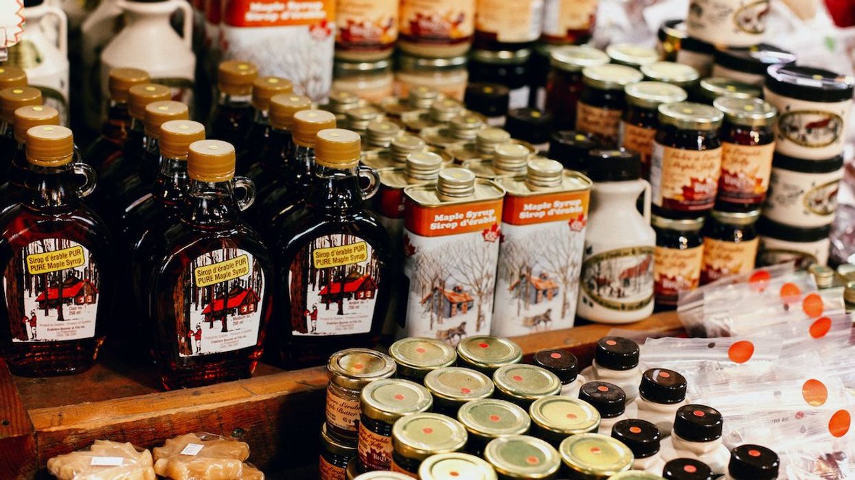 Maple products for sale at Montreal's Jean-Talon Market.