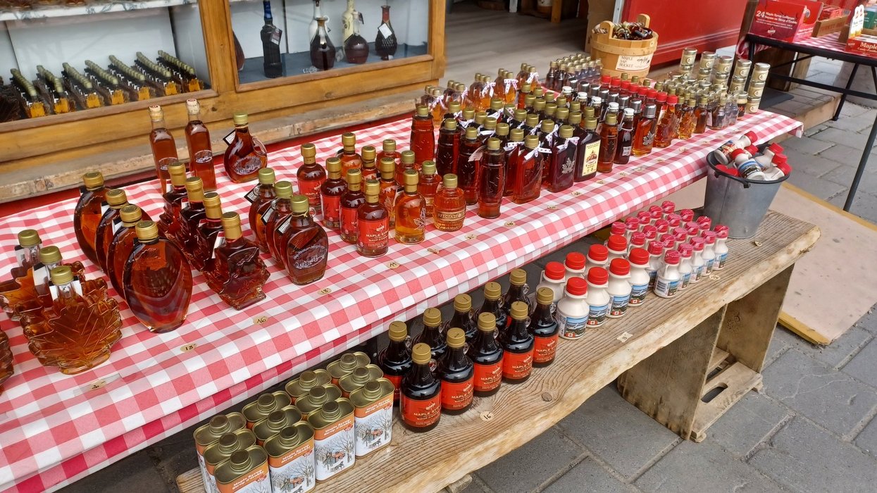 Maple syrup bottles in Quebec.