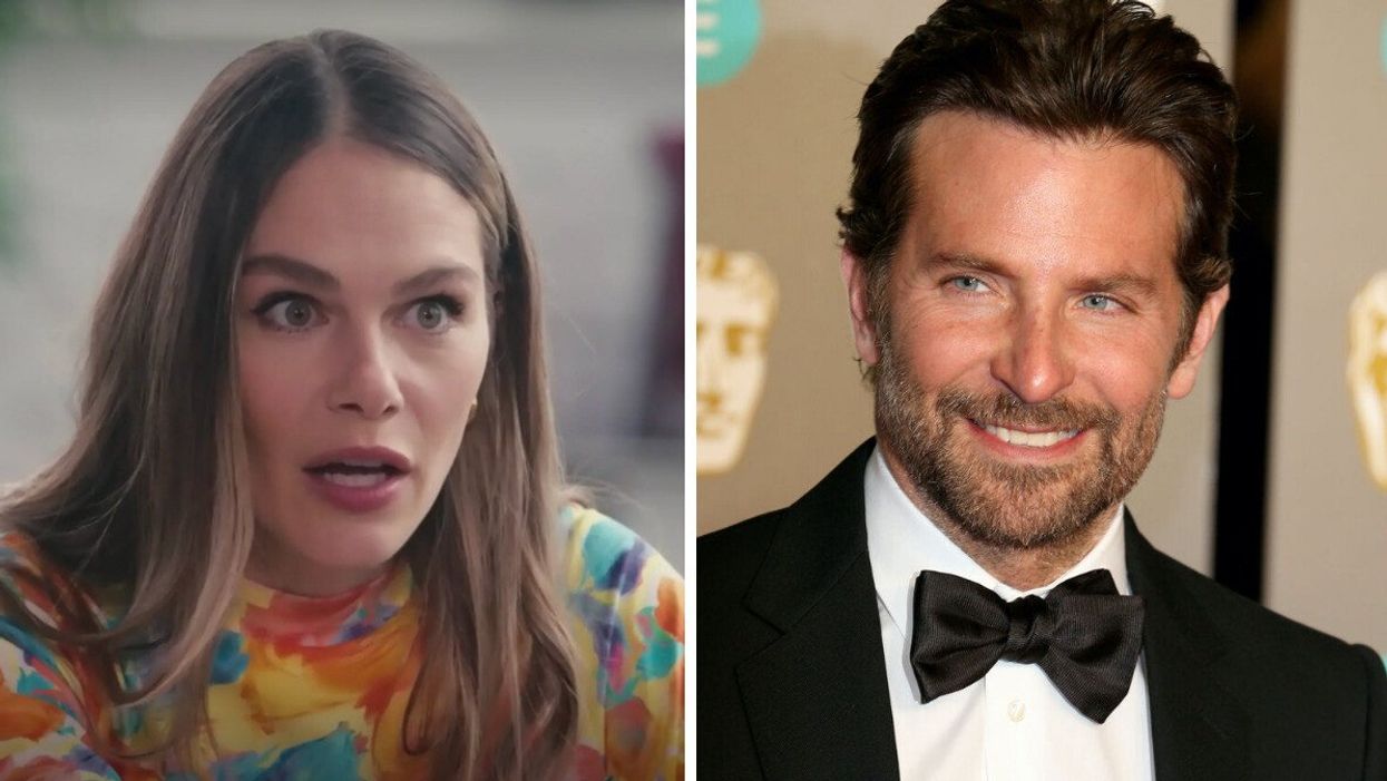 Maripier Morin on the Radio-Canada program 'L'autre midi à la table d'à côté.' Right: American actor Bradley Cooper.