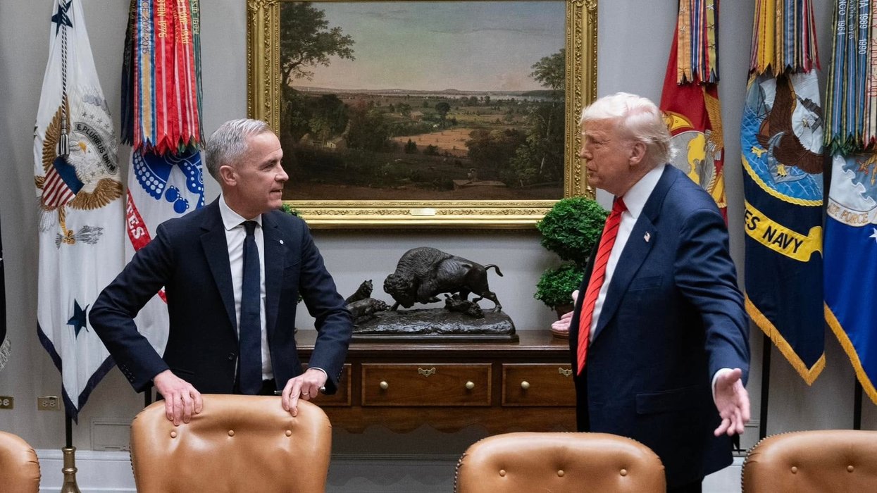 Mark Carney and Donald Trump in conversation at the White House.