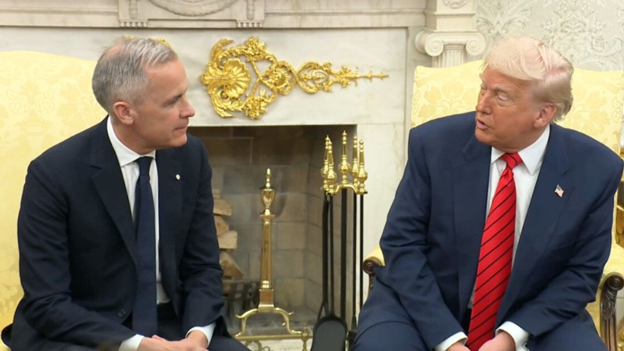 Mark Carney and Dponald Trump sit for a meeting in the White House.