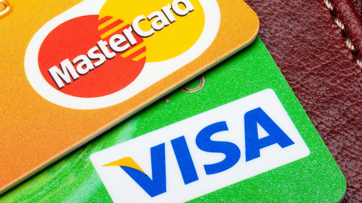 Mastercard and Visa credit cards.