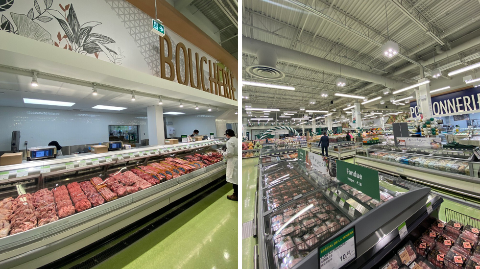 Meat & dairy aisle at T&T Supermarket in Montreal.