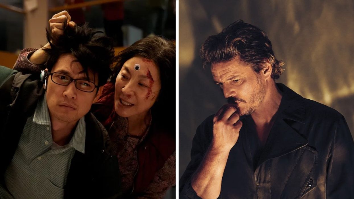 Michelle Yeoh in 'Everything Everywhere All At Once', Right: Pedro Pascal in 'The Mandalorian'.