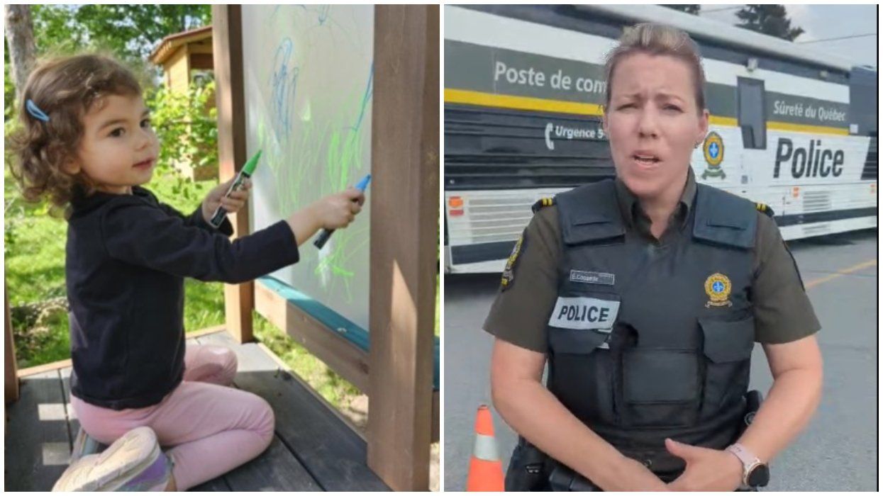 Missing Montreal child Claire Bell. A Quebec police officer.