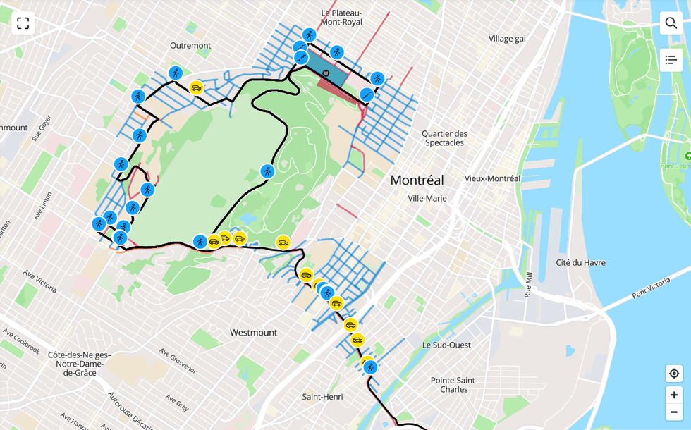 Montreal bike race map, 2026.