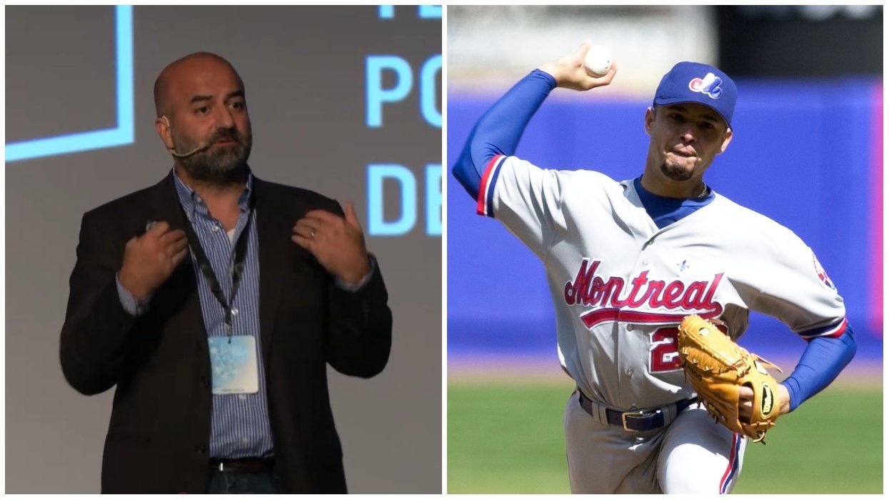 Montreal businessman Ashkan Karbasfrooshan. Right: A Montreal Expos player.