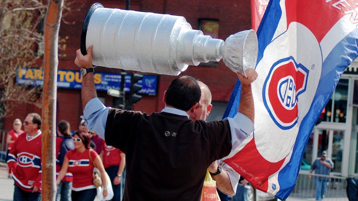 Montreal Canadiens fans walk the streets.