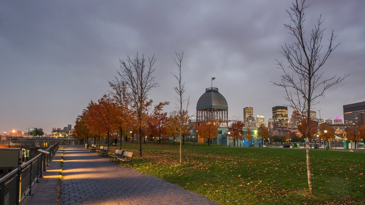 Montreal Downtown at sunset. Picture taken right after sunset, in October, from The Old Port Montreal. It was cloudy and it started to rain right after this shoot.