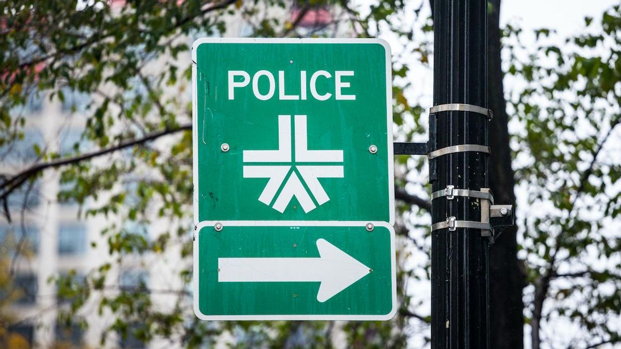 Montreal police sign.