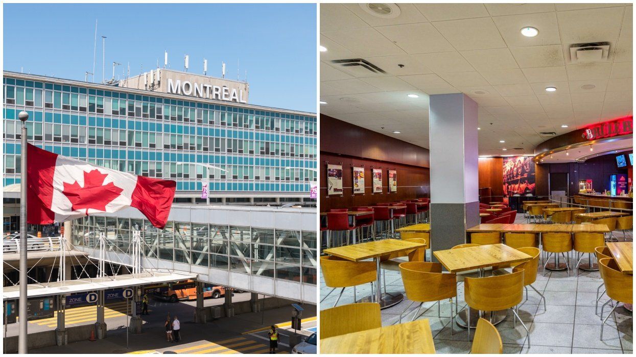 Montreal's main airport. Right: A restaurant in YUL.