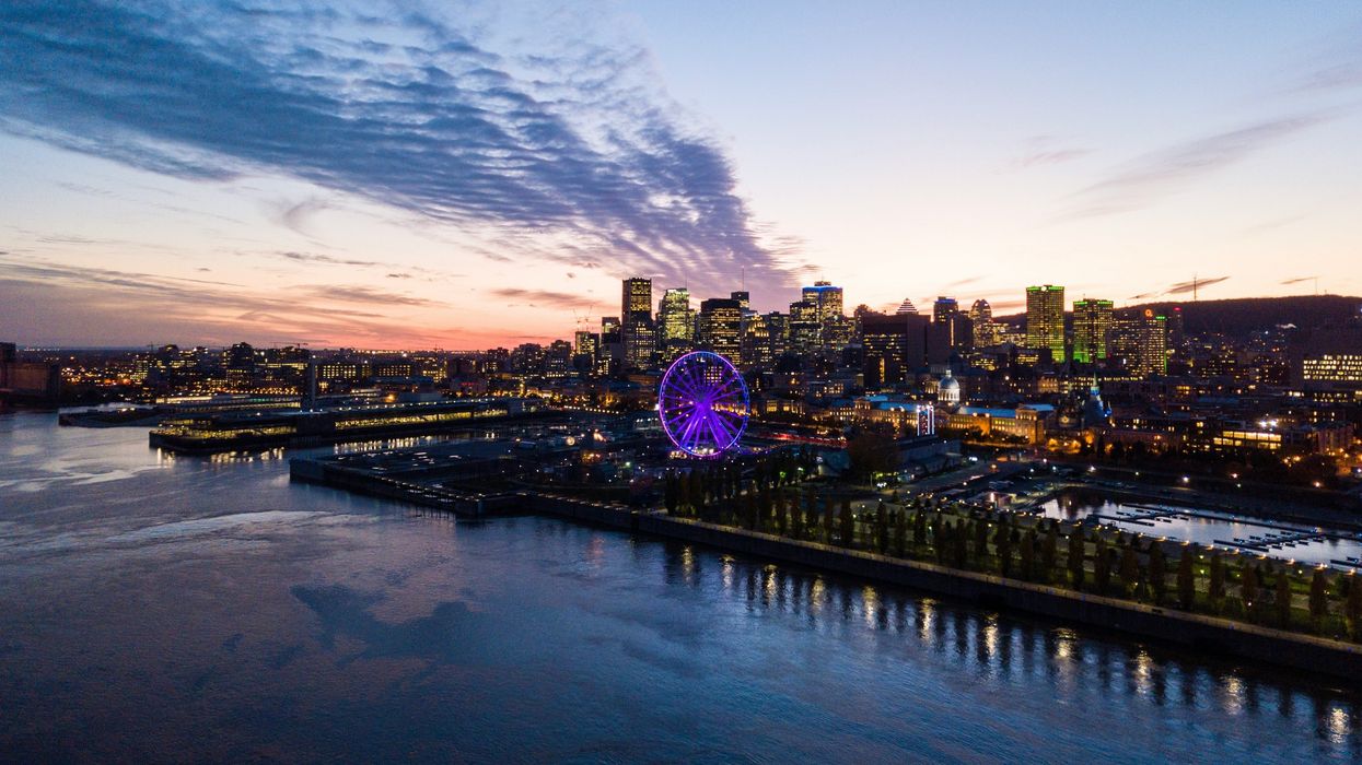 Montreal's Old Port and skyline at sunset (illustrative).