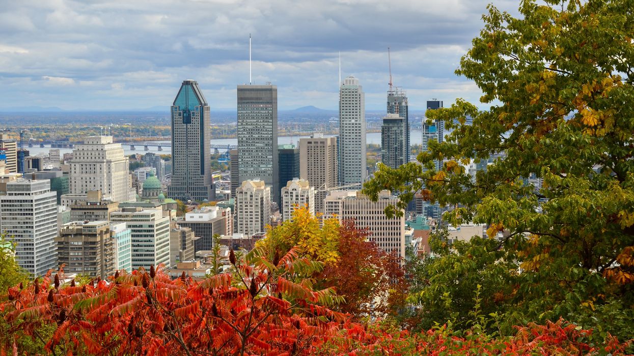 Montreal skyline as seen from Mount Royal in the fall.