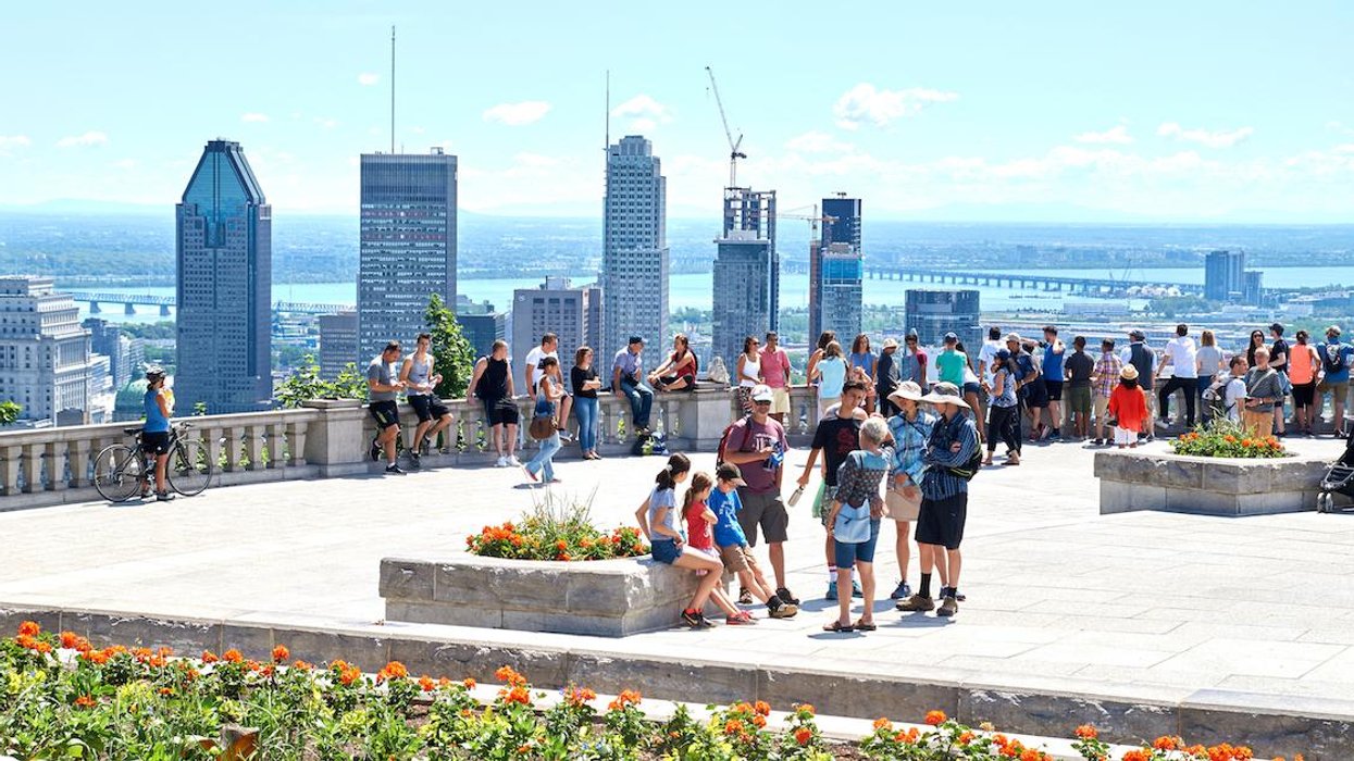 Montreal skyline as seen from Mount Royal on a summer day.