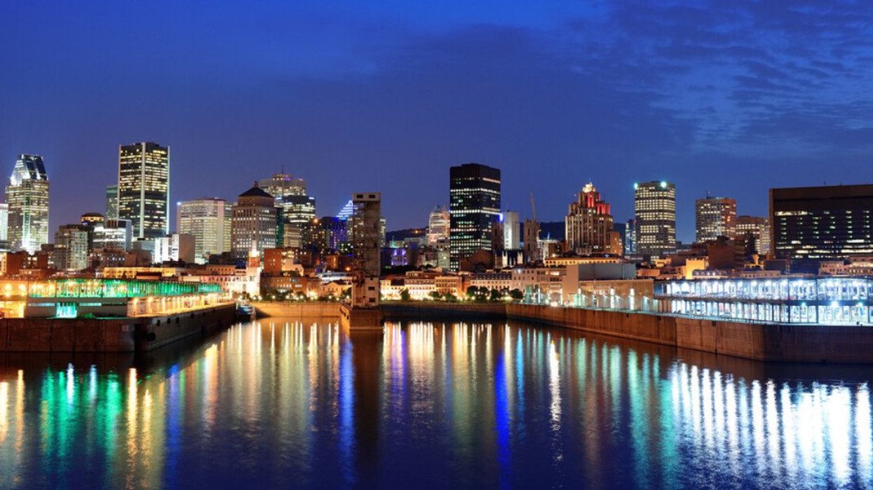 Montreal skyline at dusk.