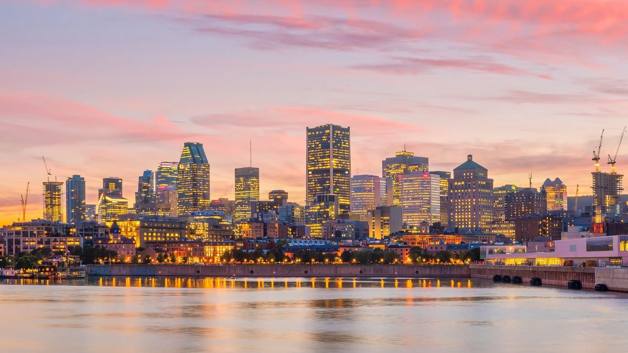 Montreal skyline at sunset.