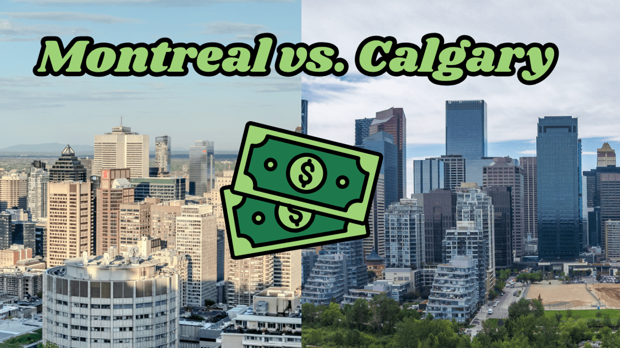 Montreal skyline. Right: Calgary skyline.
