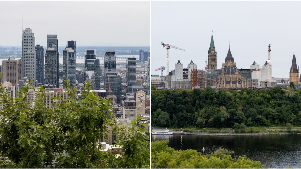 Montreal skyline. Right: Montreal skyline
