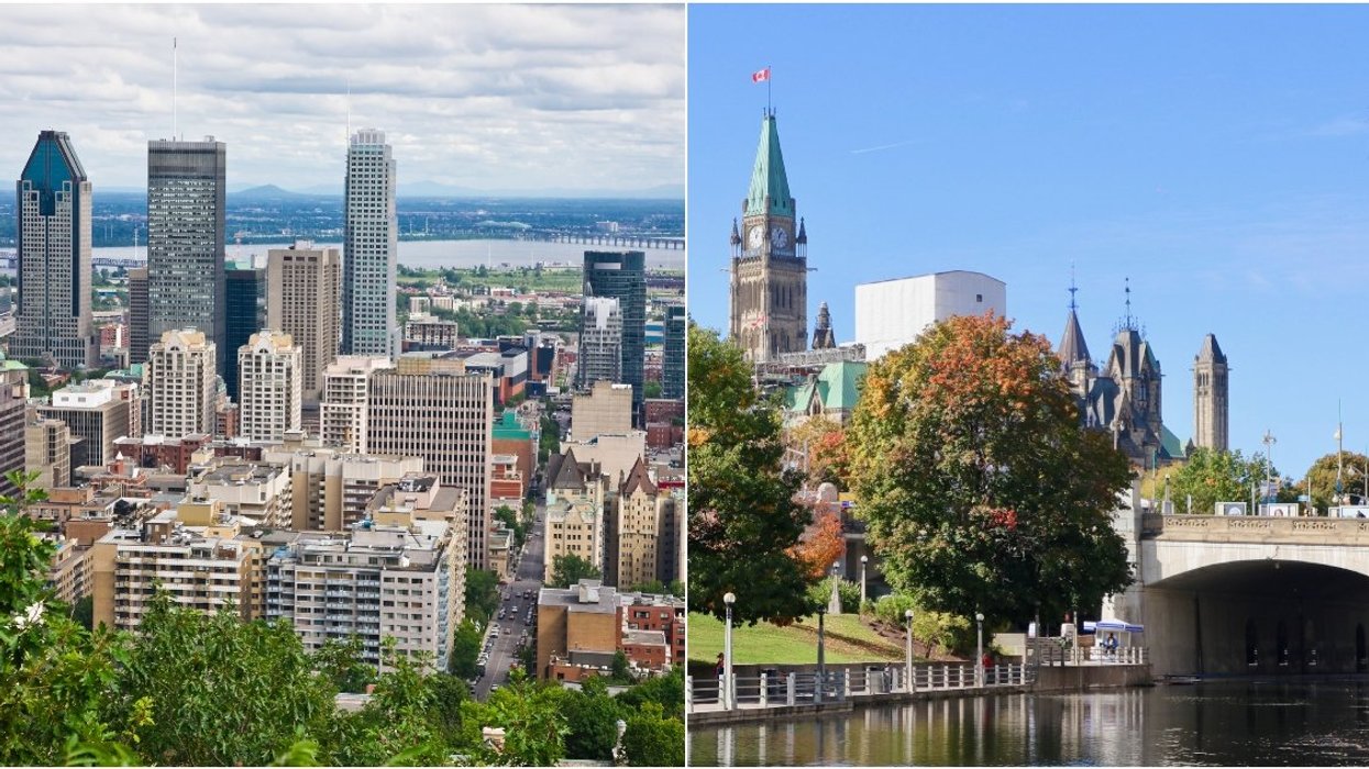 Montreal skyline. Right: Ottawa skyline.