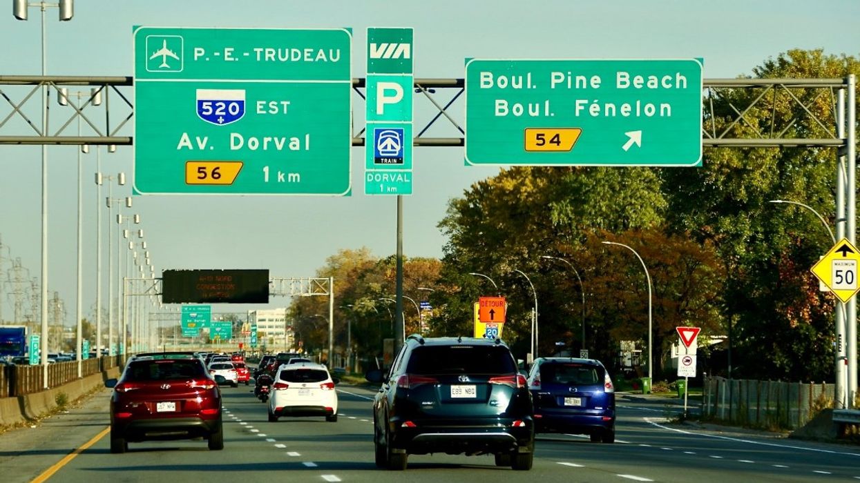 Montreal traffic on Highway 20 heading east.